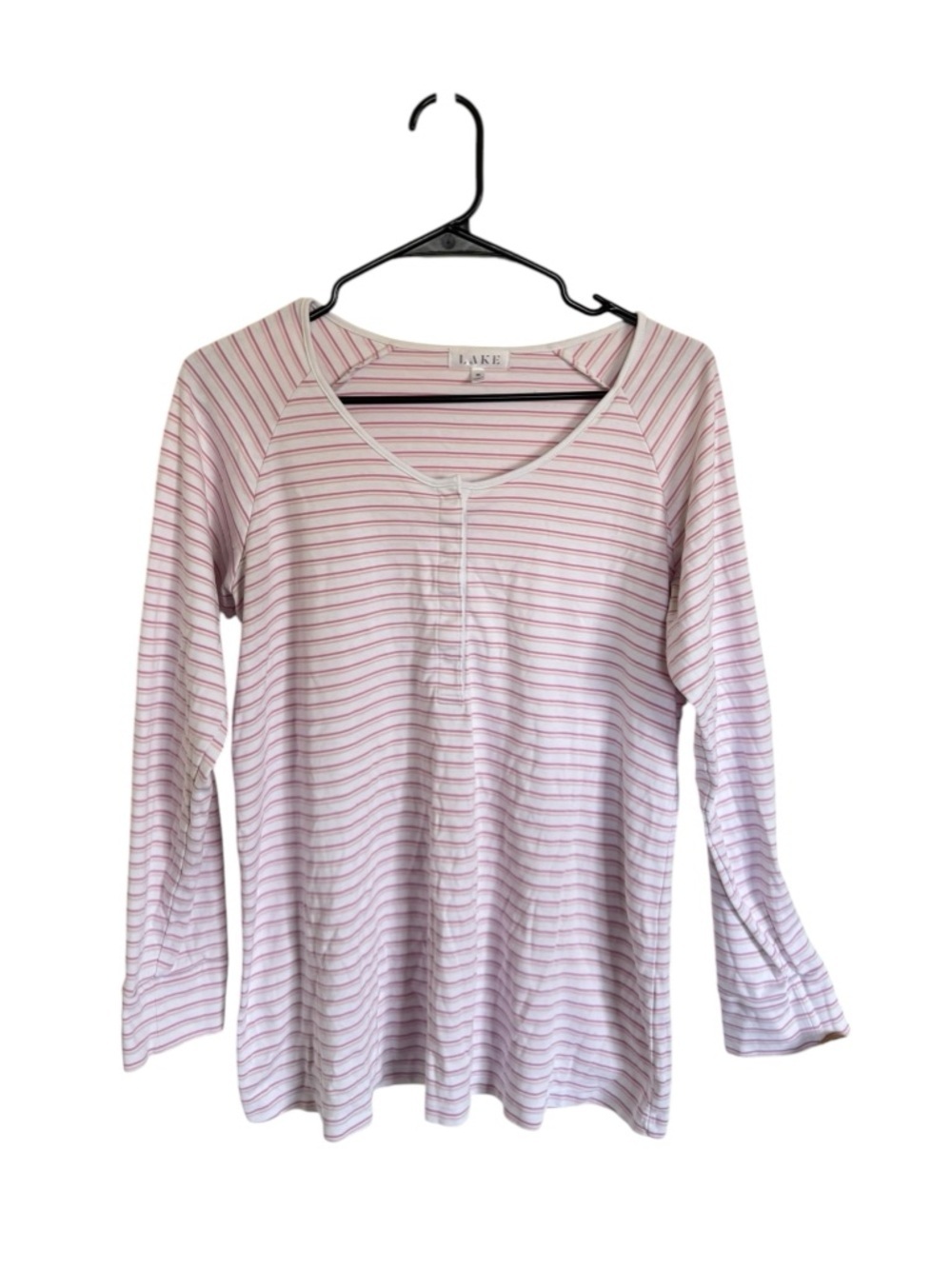 LAKE Pink Striped Long-Sleeve Henley Top